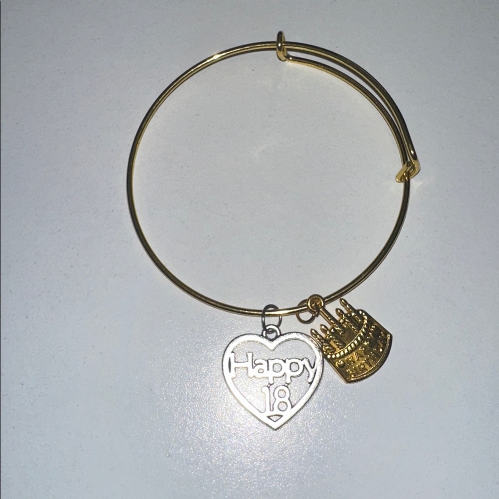 Happy 18th Birthday Dangle charms Gold and Silver Charm Bracelet NEW